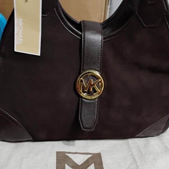 Michael Kors Hudson Large Suede Leather Tote Bag Walnut Brown NWT - Picture 11 of 16